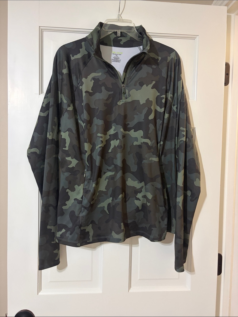 TEK GEAR XL Womens Camouflage Quarter-Zip Performance Pullover - Green Camo